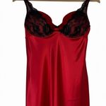 Gilligan & O’Malley Babydoll Slip Dress Womens S Red Black Lace Satin Lingerie Photo 0