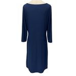 White House | Black Market White‎ House Black Market Drape Evening Dress Blue Gold Tone Long Sleeve Sz XL Photo 5