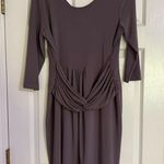 Clara Sun Woo Women's Size Large Faux Wrap 3/4 Sleeve Dress Brown Stretch Fit Photo 0