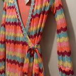 Rubber Ducky NWT Productions Multicolored Rainbow Chevron Striped Wrap Dress - M Photo 8