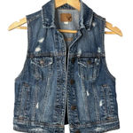 American Eagle Denim Vest Distressed Medium Wash Jean Sleeveless Size Small Photo 0