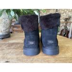 UGG  Black Suede Shearling Hiker Boots Women Size 5 US 37 EU Lace Up Zip Winter Photo 3