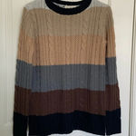 EUC | Poof Excellence women’s neutral colored striped‎ acrylic sweater — medium Tan Photo 0