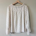 Loft Ruffle Tulip Long Sleeve Blouse Top Floral Pattern White Black Size Medium Photo 2