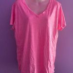 Just Be  Neon Pink V-Neck Short Sleeve Tee Size 2X Photo 0