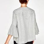 ZARA Embroidered Wool Blend Jacket Size S Gray Photo 1