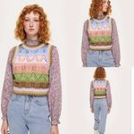 ZARA Multicolor Crochet Knit Cropped Sweater Vest Top S,M Photo 2