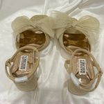 Badgley Mischka Tess Tulle Bow Sandals Heels 6.5 Gold Glitter Party Coquette New Photo 13