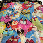 Laurel Burch 'Whiskered Cats' Silk Scarf Blue Photo 4