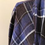 Plaid Fringe Shawl Wrap Top Blue Size L Photo 1