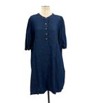 J.Crew ‎ Puff-sleeve Denim Popover Dress Shift Dark Wash Blue Size XL Photo 2