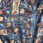 Outbrook silk marinewear print bomber jacket size large Blue Photo 1