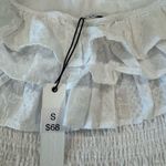 Olivaceous Crena Asymmetrical Smocked Ruffle
Mini Dress | White Photo 4
