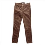 Loft NWT  Polka Dot Velvet Skinny Jeans Pants Size 25 Brown and Metallic Gold Photo 3