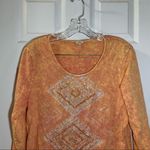 Reba  Orange Dye/Vintage Wash Print 3/4 Sleeve Top size L Photo 3