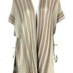 Mystree  Poncho Cardigan One Size Beige Knit Stripe Open Front Boho Photo 0