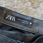 ZARA  Black Pleated Vegan Leather Wrap Midi Skirt XS Photo 3