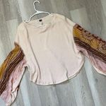 Free People  Top blossom print thermal womens Pink (small) boho chic oversized Photo 3