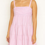 ZARA Tiered Poplin Ruffle Hem Pastel Midi Dress Pink Large Photo 0