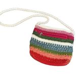 Rainbow Stripe Design White Knit Crossbody Purse Beach Style Lina Bag Crochet! Red Photo 0
