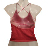 American Eagle AE Strappy Go Lucky Pink Red Tank Top Criss Cross Backless Medium Photo 0