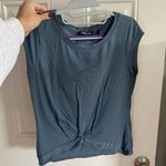 Toad & Co Front Twist Blue Short Sleeve Tee Shirt Top Photo 0