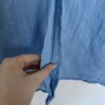 ZARA women's Medium shirred casual business Light Blue Striped Button-Up Shirt Photo 4