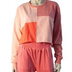 Wild Fable Pink Colorblock Cropped Long Sleeve Crew Neck Sweatshirt BRAND NEW Photo 0
