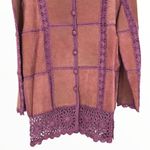 Y2K Vintage Mauve Pink Leather Patchwork Pieced Long Sleeve Top NWT size Medium Photo 4
