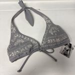 Victoria Secret VS Gray W/ Silver Eyelet Leaves bikini top swim M Halter NWT Size 8 Photo 1