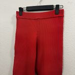 Commense Red Flare Leg Pants Size Medium Ribbed Knit Boho Artsy Bell Bottoms Photo 2