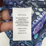 Talbots Size M Pleated Sleeve Top Floret Medallion Elbow Sleeve Split Neck Blue Photo 8