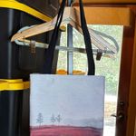 NWOT Unbranded Scenic Landscape Tote Bag Black Photo 0