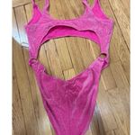 SKIMS  Size 4x Magenta Pink Glitter Sparkle Swimsuit Sexy Cut Out Monokini NWT Photo 9