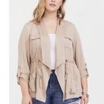 Torrid Womens Jacket Drape Front Drawstring Anorak Light Tan Sz 2 Photo 0