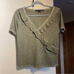 Veronica Beard  Olive Green Pima Cotton Ruffle T-Shirt XS Photo 1