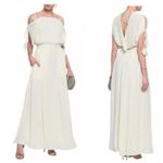 Tory Burch  Evalene Ivory Draped Maxi Dress Grecian Gown White Bridal Photo 1