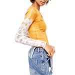 Free People  Big Sur Ribbed Tie-Dye Thermal Long Sleeve Top Amber Orange Small Photo 7