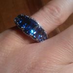 Simulated Blue Diamond Five Stone Stainless Steel Ring (Size 6) Photo 4