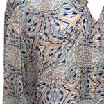 Free People  Easy Rider Sheer Geometric Print Long Sleeve Button Down Blouse Photo 3