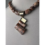 Vintage Jasper beaded statement necklace with jasper gold plated pendant Red Photo 3