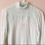 Free People NWT  Caroline Smocked Mock Neck Iced Aqua Turtleneck Photo 3