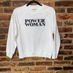 J. Crew x Pinkshop Cotton Power Woman White Graphic Sweatshirt Womens Size Small Photo 1