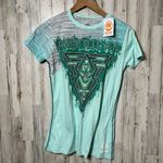 American Fighter Elmore Mint Gray Short Sleeve Shirt New Womens Size Small Photo 0