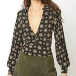 Free People Sydneys Party Top XS Medallion Printed Deep V Revolve Black Trendy Photo 9