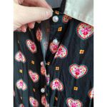 Joanie Pearl Button Collar Folk Heart Black Midi Dress 12 Femme Romantic Granny Size 8 Photo 5