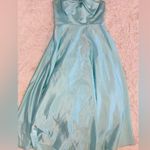 Mac Duggal NWOT Aqua Blue Strapless A-Line Large Accent Bow Ballgown Sz 12 Photo 3