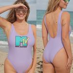 Aerie {XS} NWT MTV Birthday Scoop Cheekiest One Piece Swimsuit In Purple Wash Photo 1