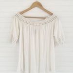 Rue 21 White Cold Shoulder Off the Shoulder Crochet Top Size M Photo 0