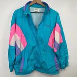 Adolfo Vintage 80s Windbreaker Colorblock Blue Pink White Full Zip Jacket Medium Photo 0